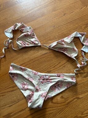 Eberjey Cream Bikini with Pink Floral Print